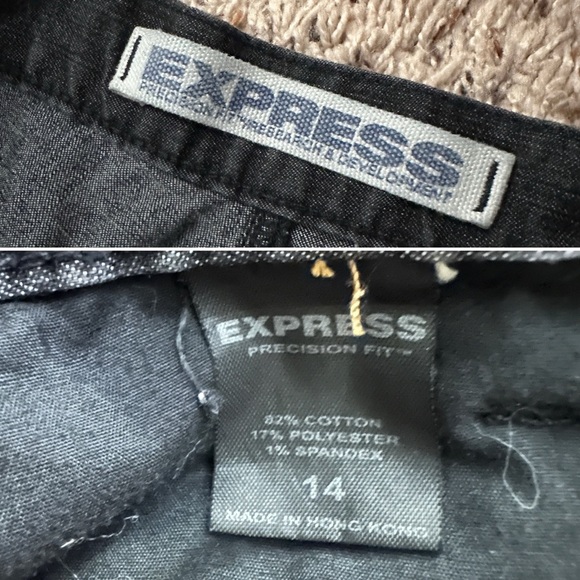 Y2K Express Mid Rise Black Whiskered Bootcut Jeans Women’s Size 14 Zipper Leg - Picture 16 of 16